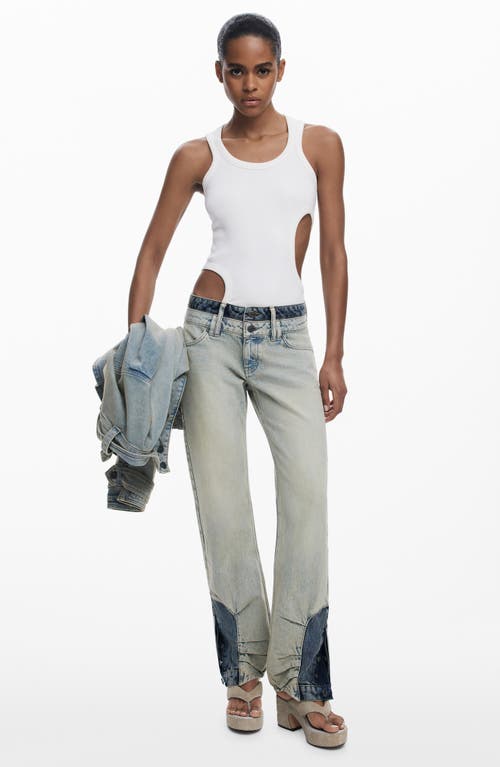 Desigual Double Waist Two-tone Jeans In Blue