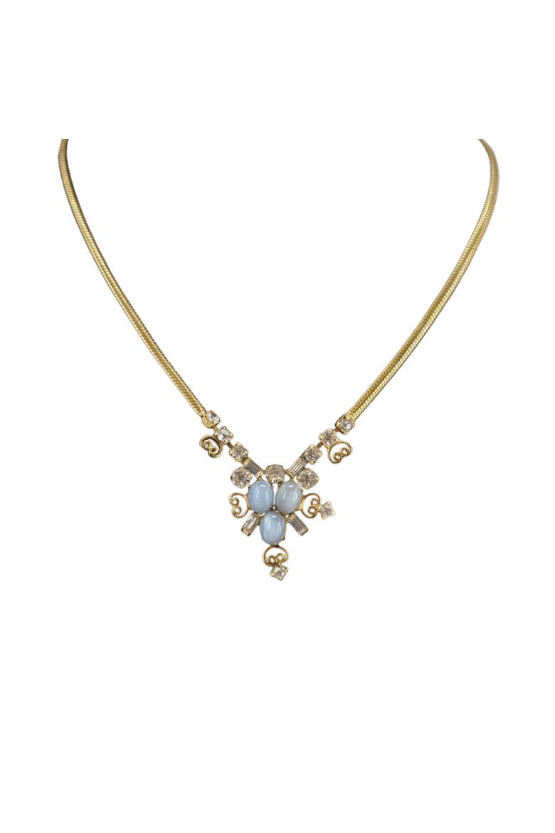 Leo Glass Vintage Rhinestone Necklace Gold Tone Chain Elegant Jewelry 16", Alternate, color, Gold