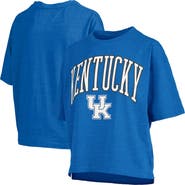 PRESSBOX Women's Pressbox Royal Kentucky Wildcats Nelson Arch Over Logo Waist Length Oversized Slub T-Shirt