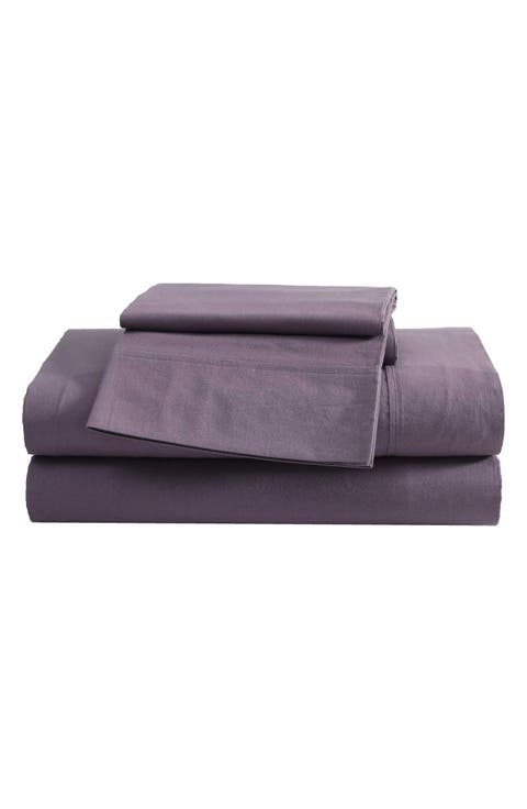 Solid 180 Thread Count Cotton Percale Sheet Set