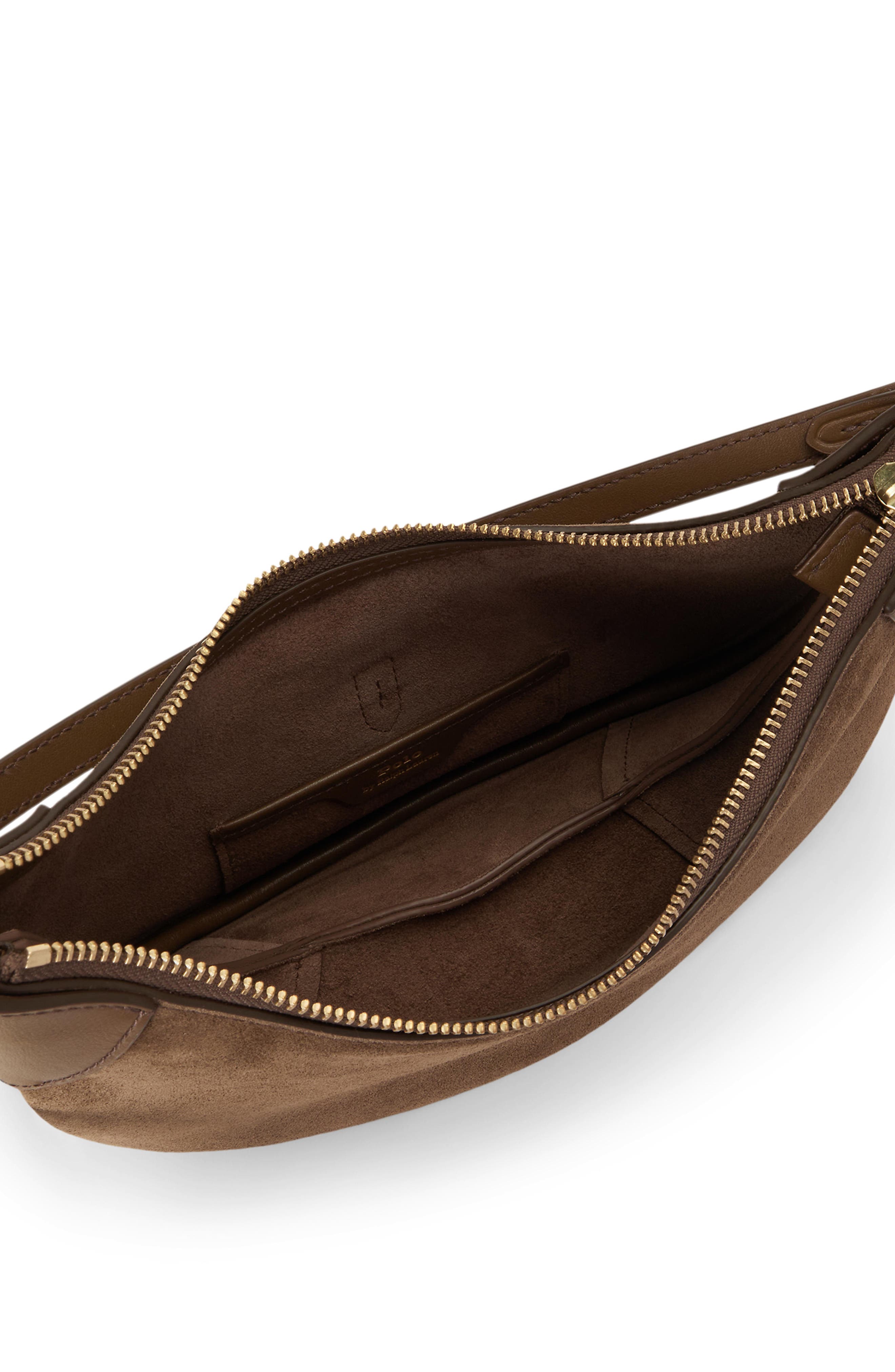 Polo ID Mini Suede Shoulder Bag, Alternate, color, GINGRBREAD