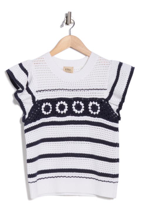 Ruffle Open Knit Sweater