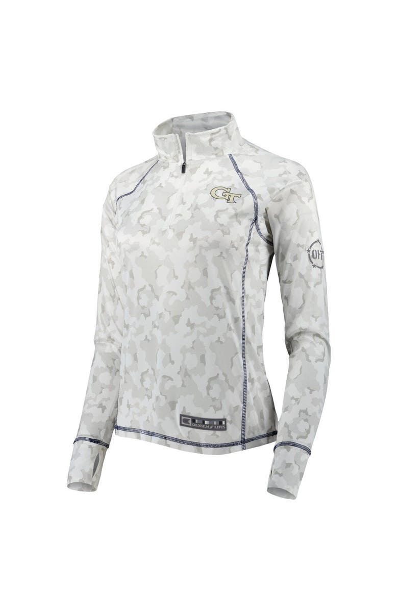 COLOSSEUM Women's Colosseum White Georgia Tech Yellow Jackets OHT Military Appreciation Officer Arctic Camo Fitted Lightweight 1/4-Zip Jacket, Alternate, color, 