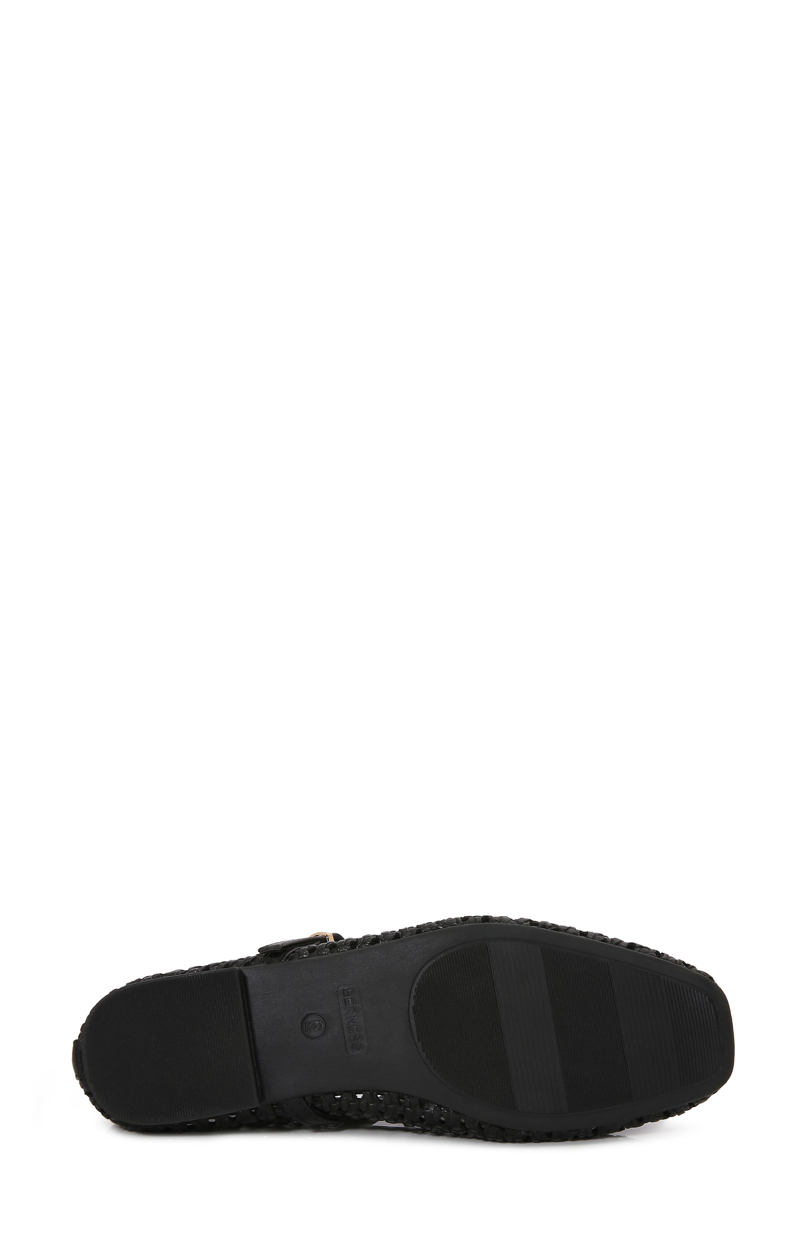 Veera Woven Faux Leather Mary Jane Flat, Alternate, color, BLACK