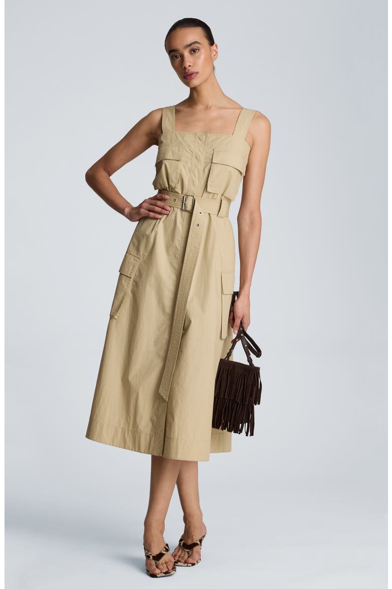 Belted Cargo Midi Dress, Alternate, color, SAFARI TAN