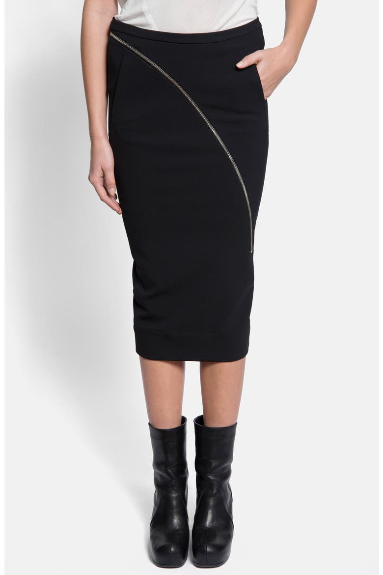 Zip Detail Pencil Skirt, Main, color, BLACK