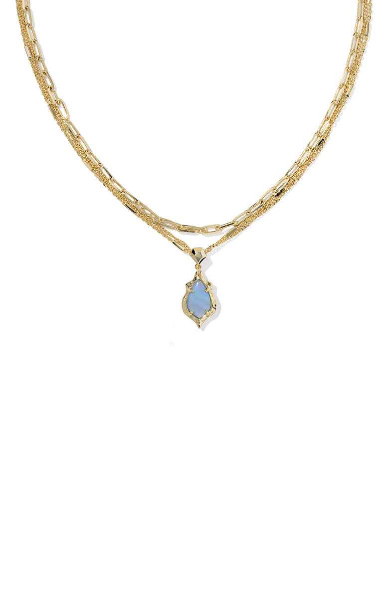 Kendra Scott Adriana Scallop Multistrand Necklace, Alternate, color, Gold Sky Blue Abalone