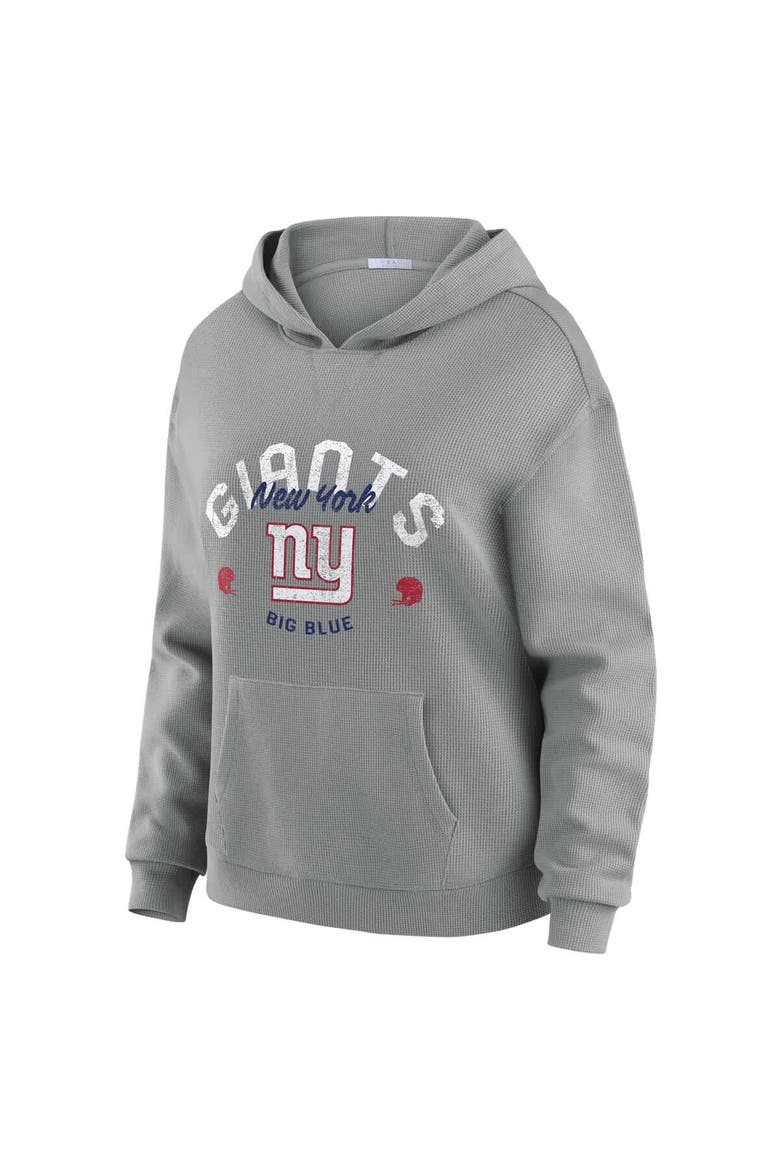 Women's WEAR by Erin Andrews Gray New York Giants Waffle-Knit Long Sleeve Hooded Shirt & Pants Lounge Set, Alternate, color, Gray