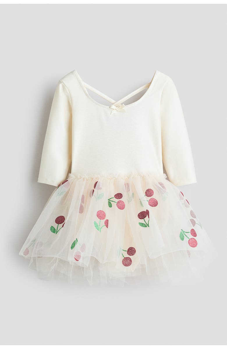 H&M Dance Leotard With Tulle Skirt, Main, color, Cream/Cherries