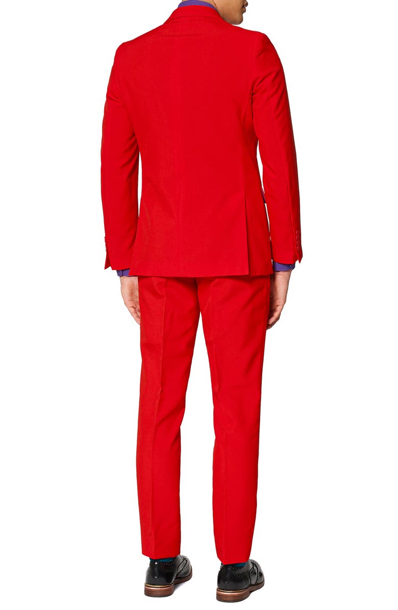OppoSuits OppoSuit 'Red Devil' Trim Fit Two-Piece Suit with Tie, Alternate, color, Medium Red