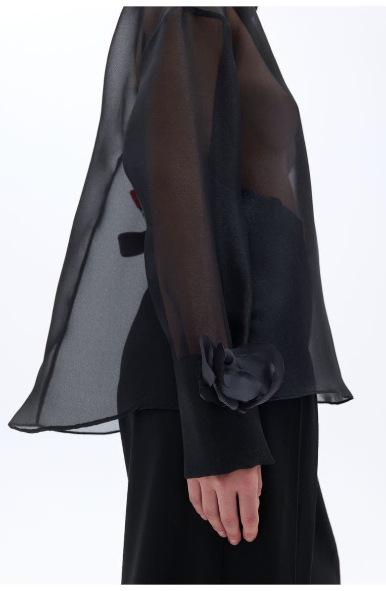 Nocturne Flower Applique Sheer Blouse, Alternate, color, 