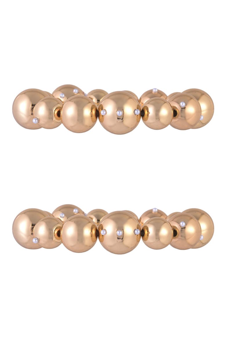 Set of 2 Crystal Bead Stretch Bracelets, Alternate, color, GOLD