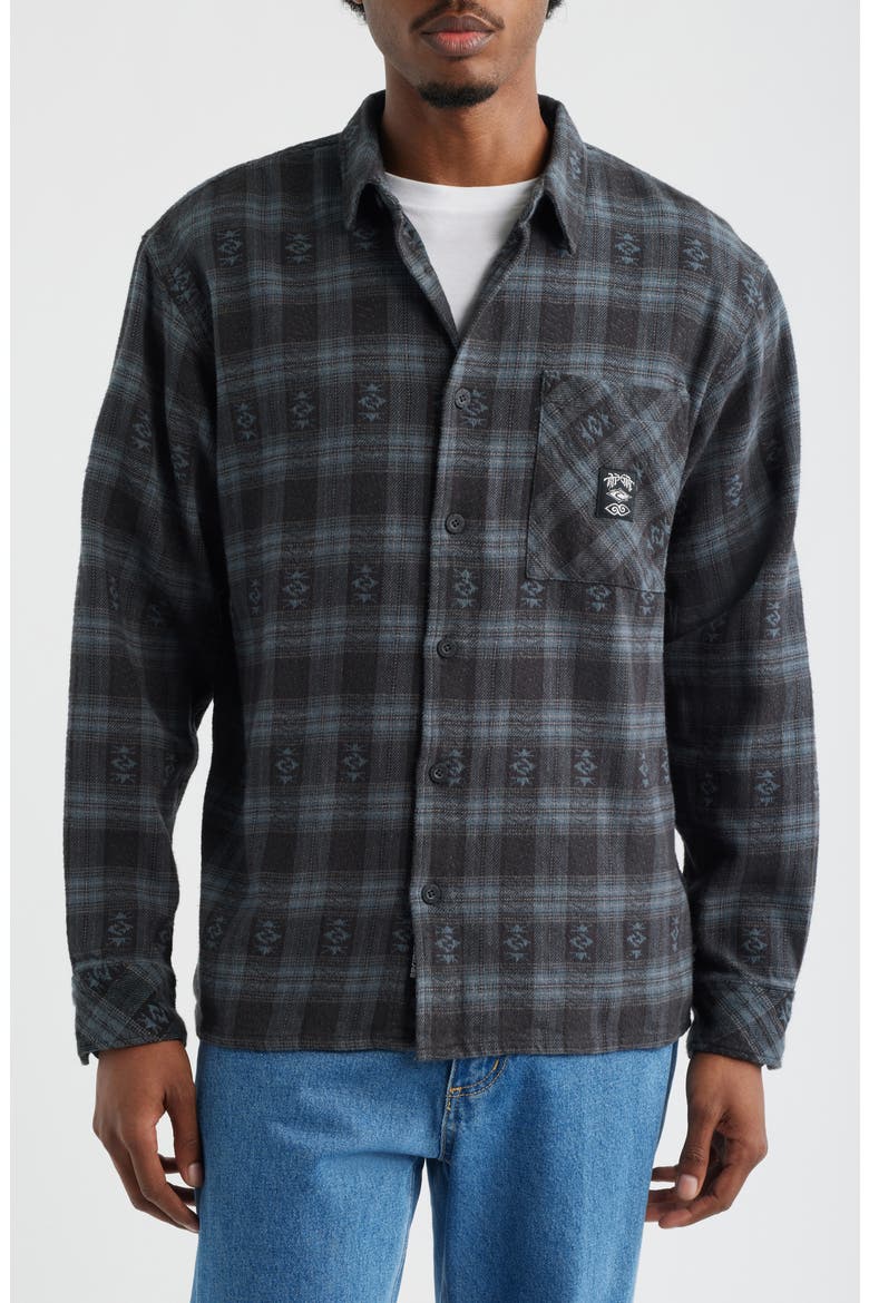 Liquid Trips Flannel Long Sleeve Button-Up Shirt, Alternate, color, WASHED BLACK
