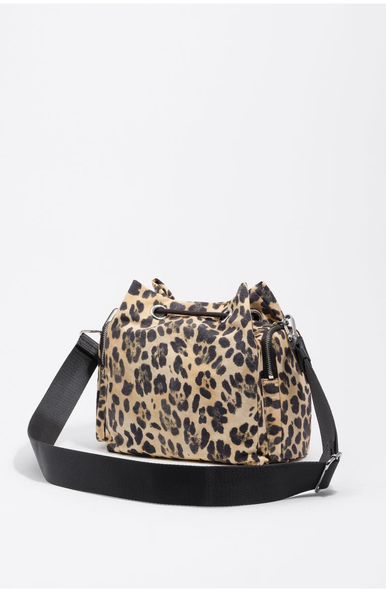 Bimba y Lola Leopard Nylon Pocket Bucket Bag, Alternate, color, Leopard Natural