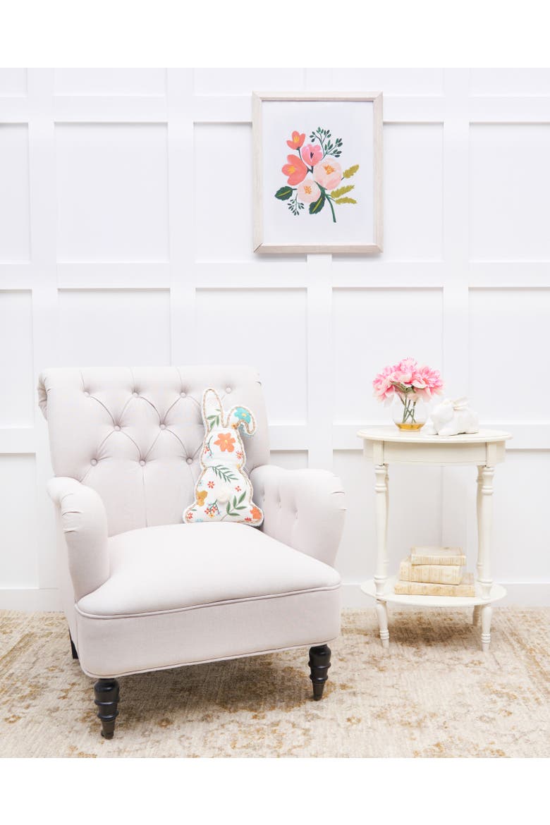 Easter Blossom Bunny Shaped Cotton Blend Mini Accent Pillow 8" x 18", Alternate, color, White