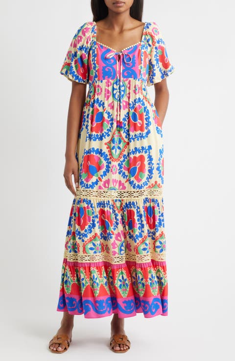 Print Tiered Maxi Dress