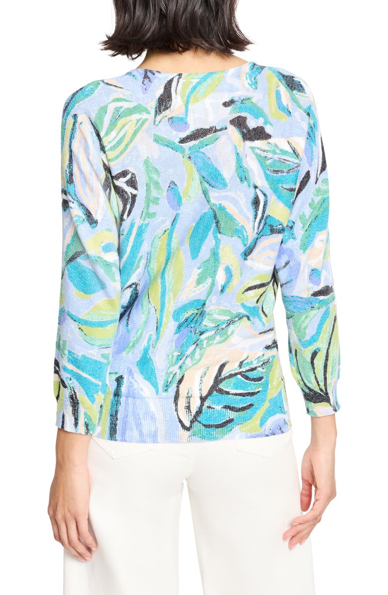 NIC+ZOE Island Beat Print V-Neck Sweater, Alternate, color, Blue Multi