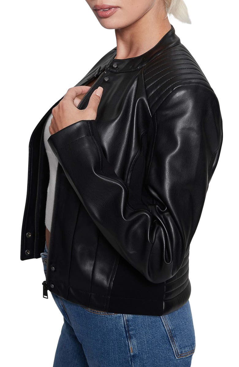 GUESS New Fiammetta Faux Leather Jacket, Alternate, color,