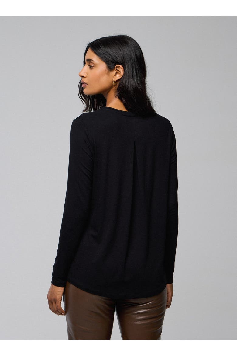 Soft Touch Long Sleeve Crewneck With Back Pleat, Alternate, color, NOIR