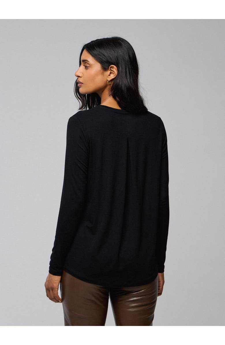 Majestic Filatures Soft Touch Long Sleeve Crewneck With Back Pleat, Alternate, color, Noir