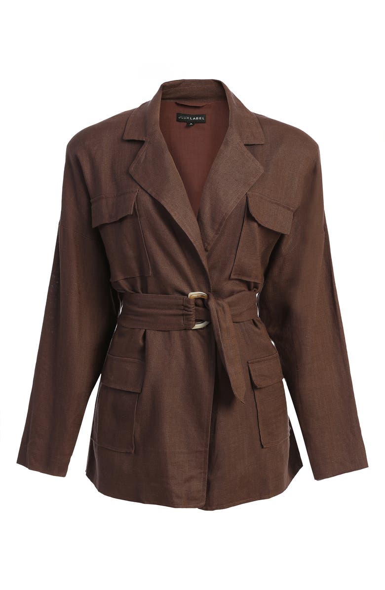 JLUXLABEL Cape Town Belted Cotton & Linen Jacket, Alternate, color,