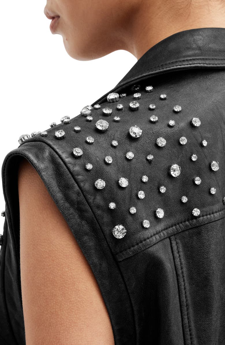 AllSaints Billie Embellished Leather Vest, Alternate, color,