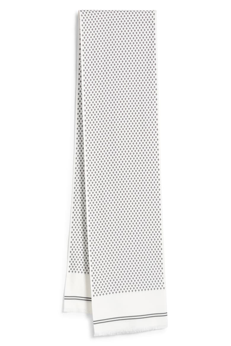 Micro Argyle Silk Twill Tux Scarf, Main, color, OFF WHITE/ BLACK