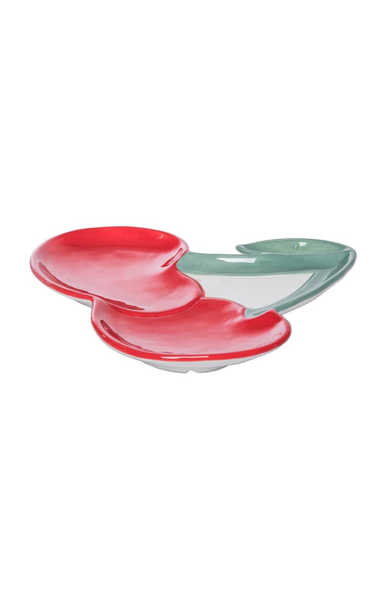 Transpac Dolomite Cherry Platter Multicolored for Spring Serving and Entertaining, Alternate, color, Multicolored