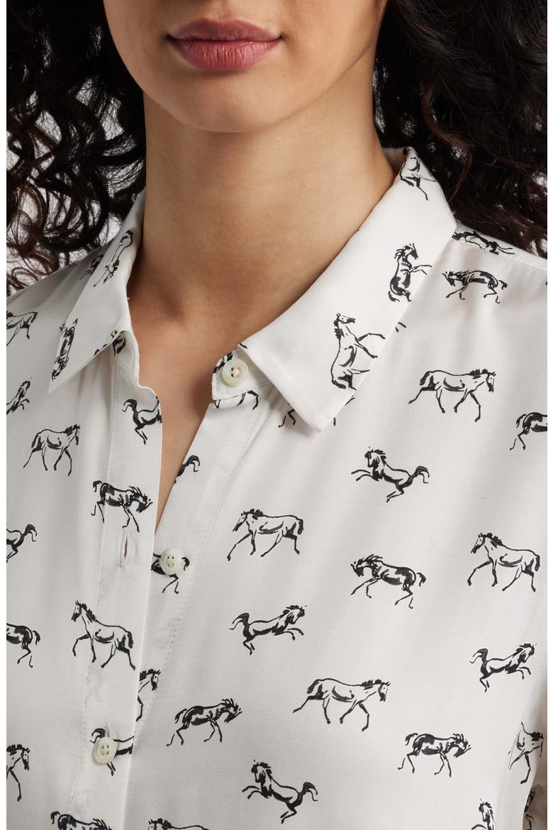 Saige Horse Print Button-Up Shirt, Alternate, color, IVORY WILD HORSES