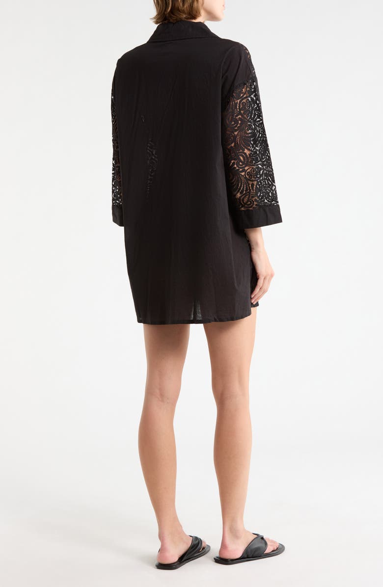 BOHO ME Lace Front Cover-Up Shirt, Alternate, color, Black