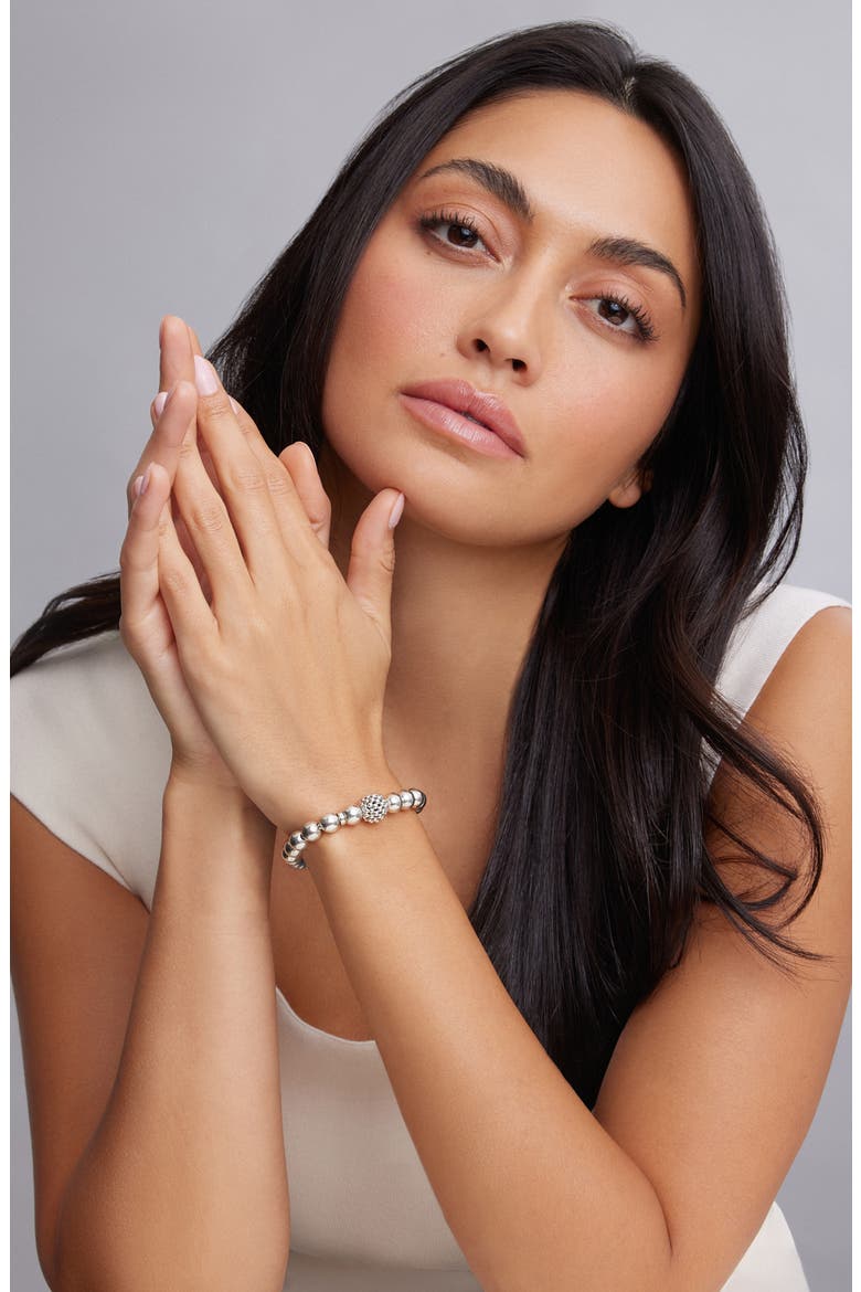 Signature Caviar Lattice Ball Stretch Bracelet, Alternate, color, SILVER