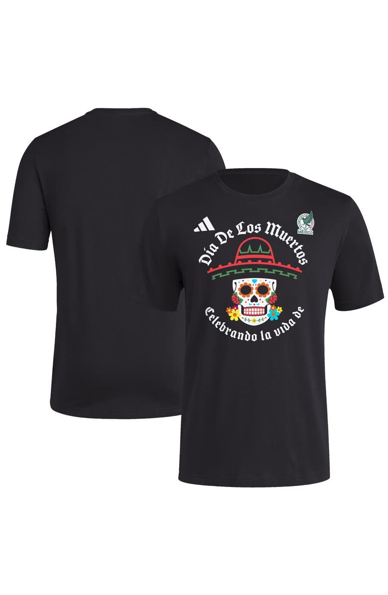 adidas Men's adidas Black Mexico National Team Día De Los Muertos Sugar Skull Sombrero T-Shirt, Alternate, color,