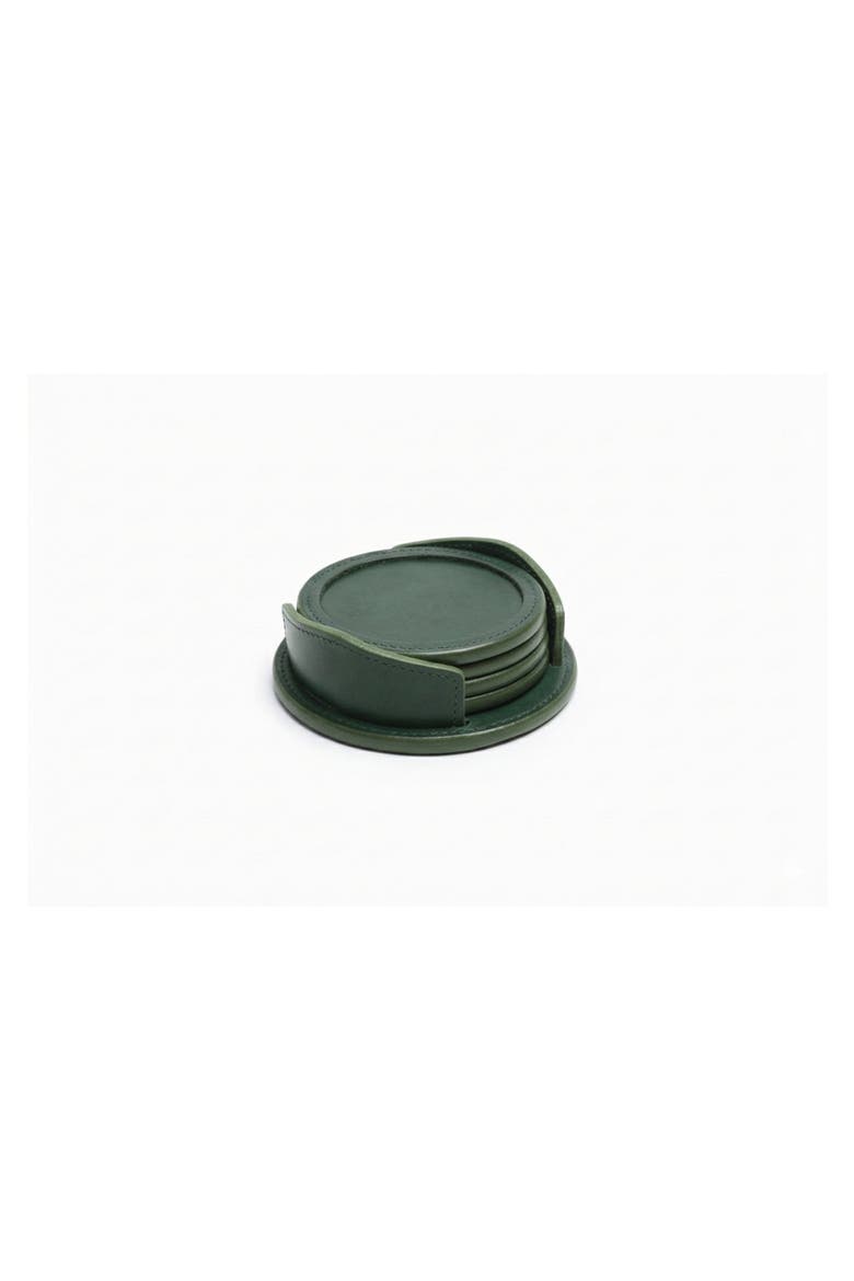 Frost Leather Coaster Set, Alternate, color, Green