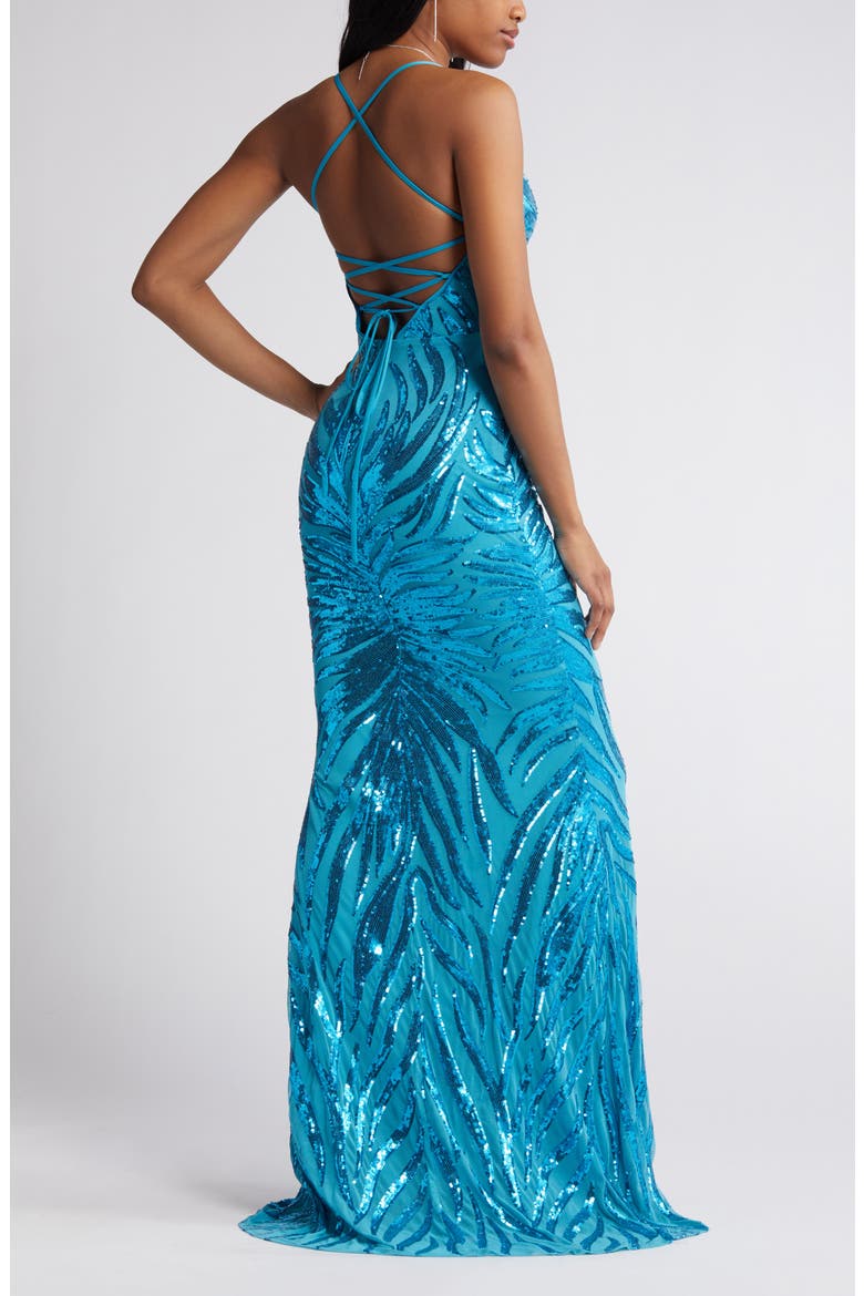 Sparkle Til Dawn Sequin Mermaid Gown, Alternate, color, SHINY LIGHT BLUE