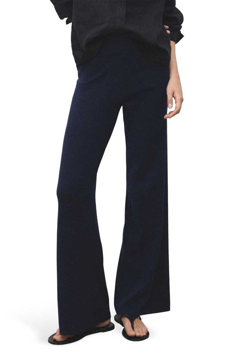 MANGO Pull-On Straight Leg Knit Pants, Main, color, Navy