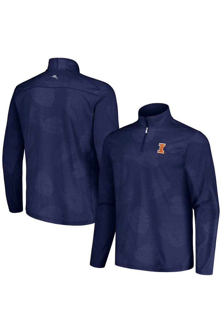 Men's Tommy Bahama Navy Illinois Fighting Illini Delray Frond IslandZone Half-Zip Jacket, Alternate, color, Navy
