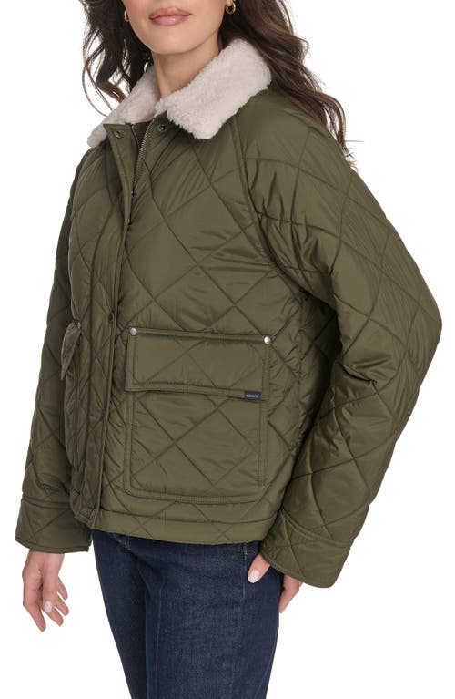 Levi's® Faux Shearling Lined Diamond Quilted Barn Jacket In Green