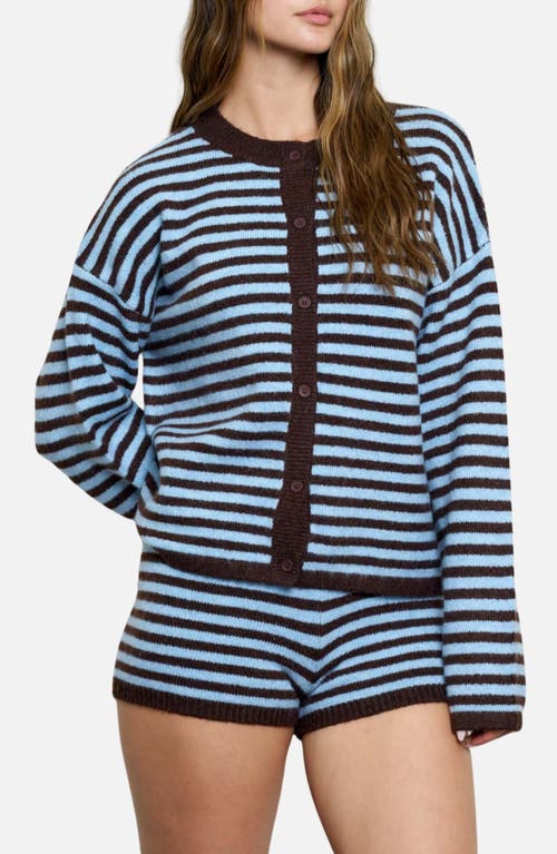 Blu Pepper Stripe Cardigan In Blue