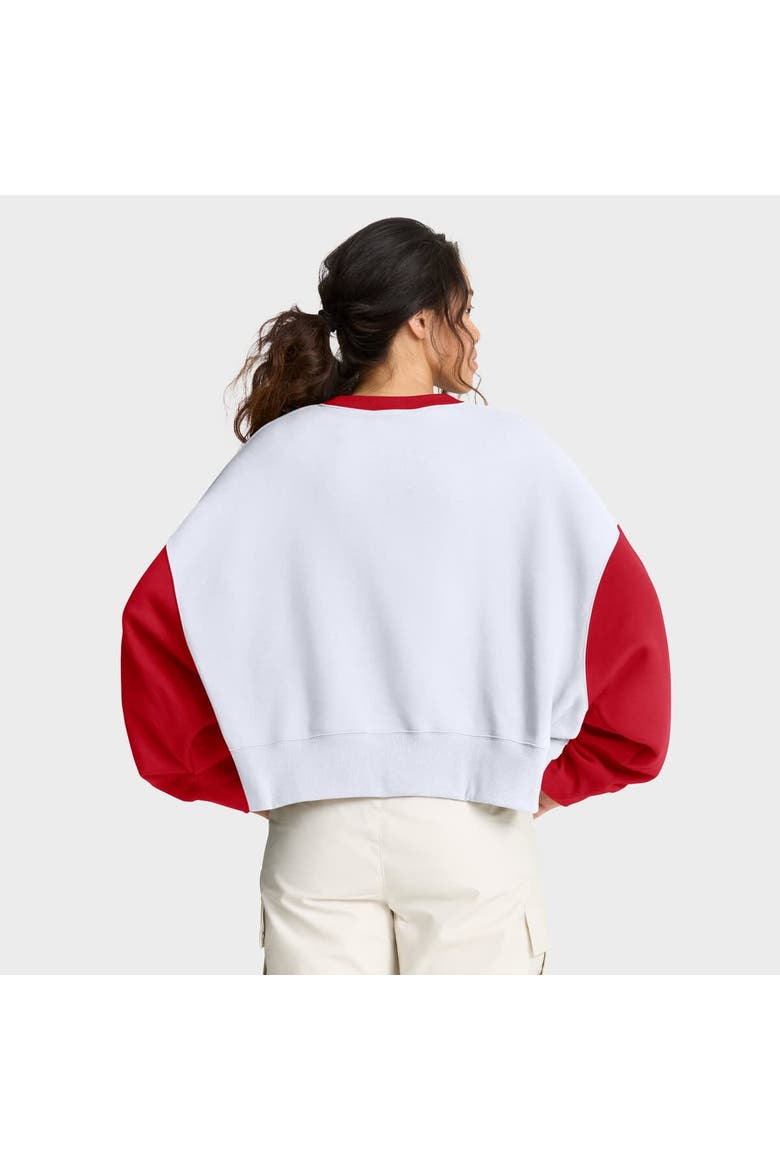Women's Nike White/Red Cincinnati Reds Oversized High Hip Fleece Sweatshirt, Alternate, color, White