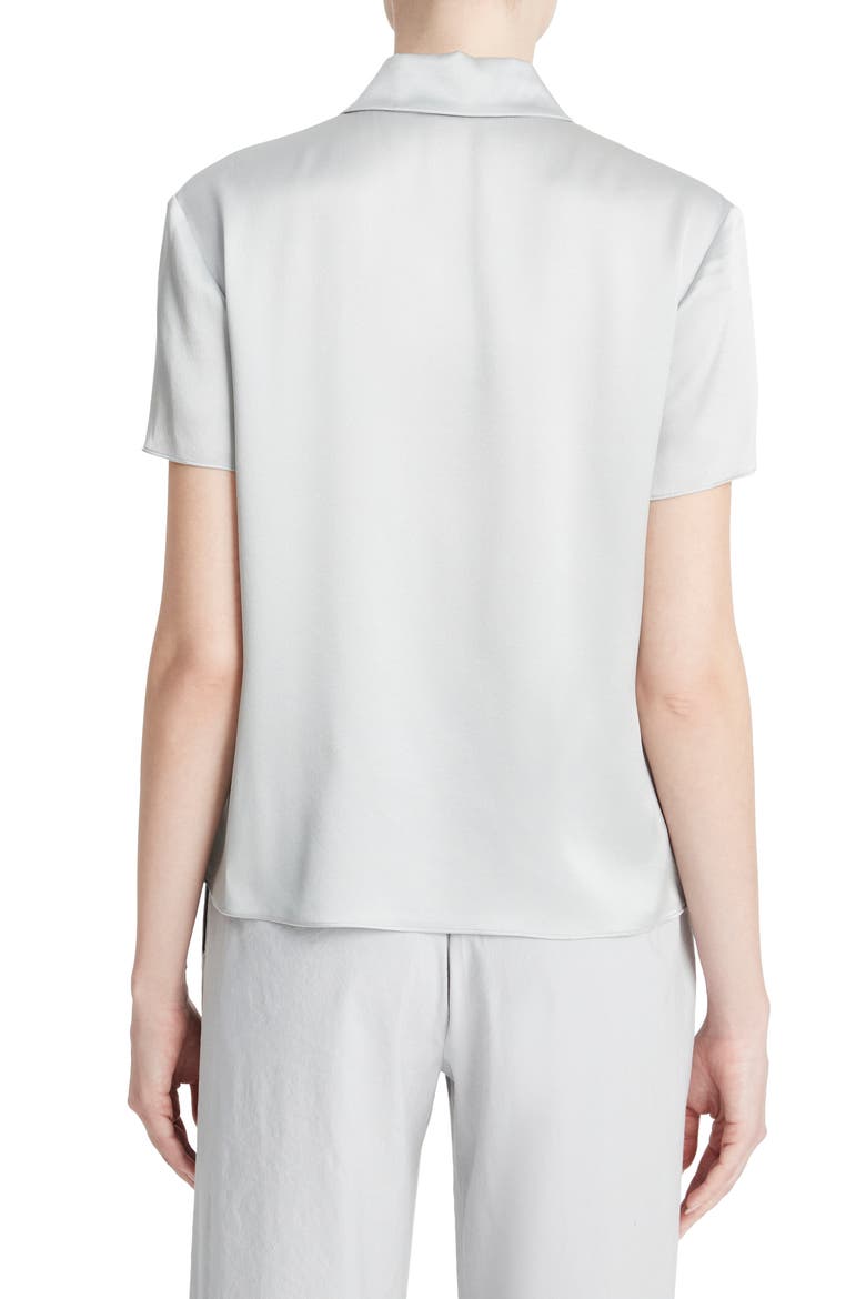 Silk Satin Polo, Alternate, color, LUNAR DUST