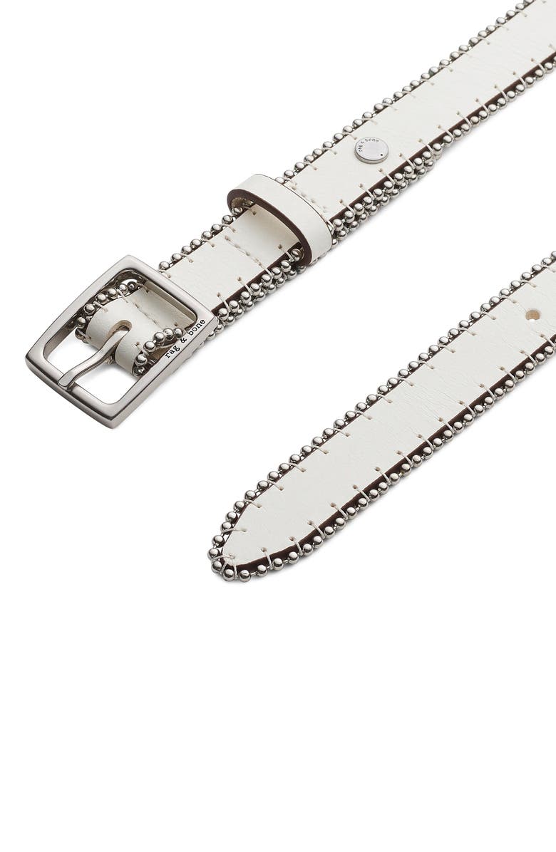 rag & bone Beaded Boyfriend Leather Belt, Alternate, color, Antqwht