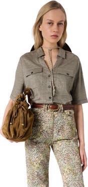 GERARD DAREL Moana Open Collar Linen Shirt