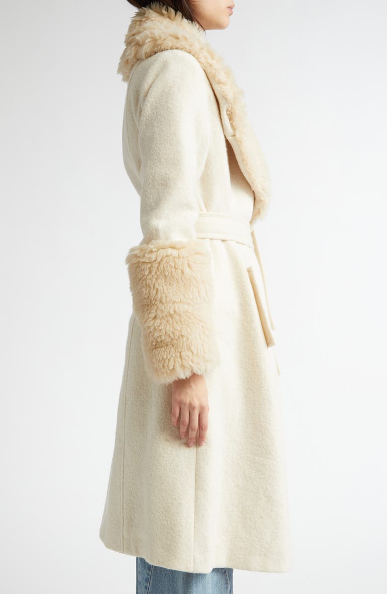 CONNER IVES Wool Blend Wrap Coat with Faux Fur Trim, Alternate, color, 