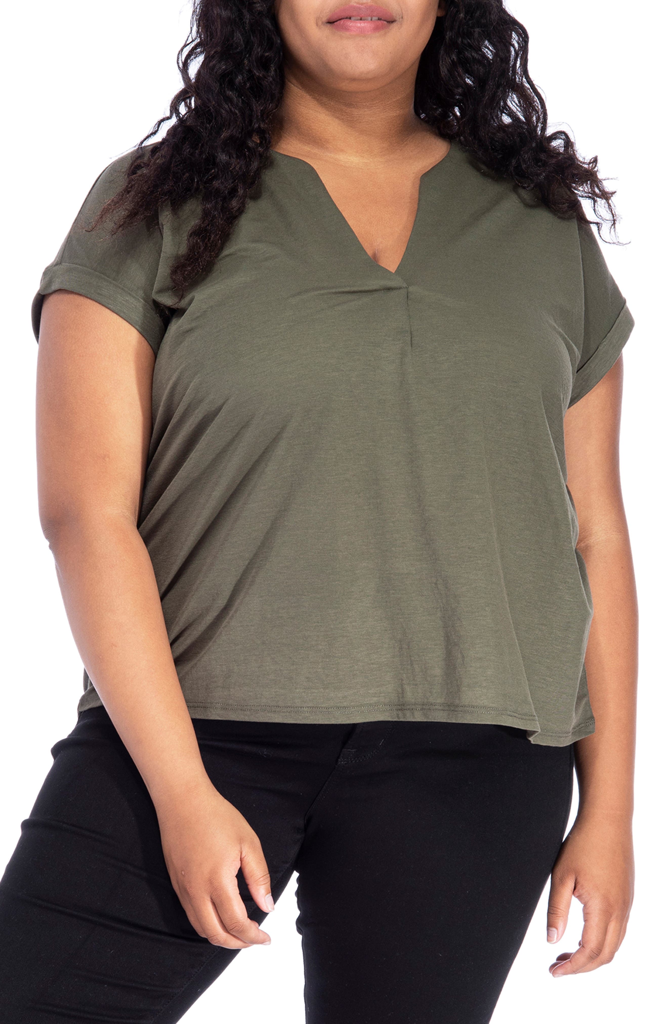 Bobeau Pleat Split Neck Dolman Sleeve Top (Women) | Nordstromrack