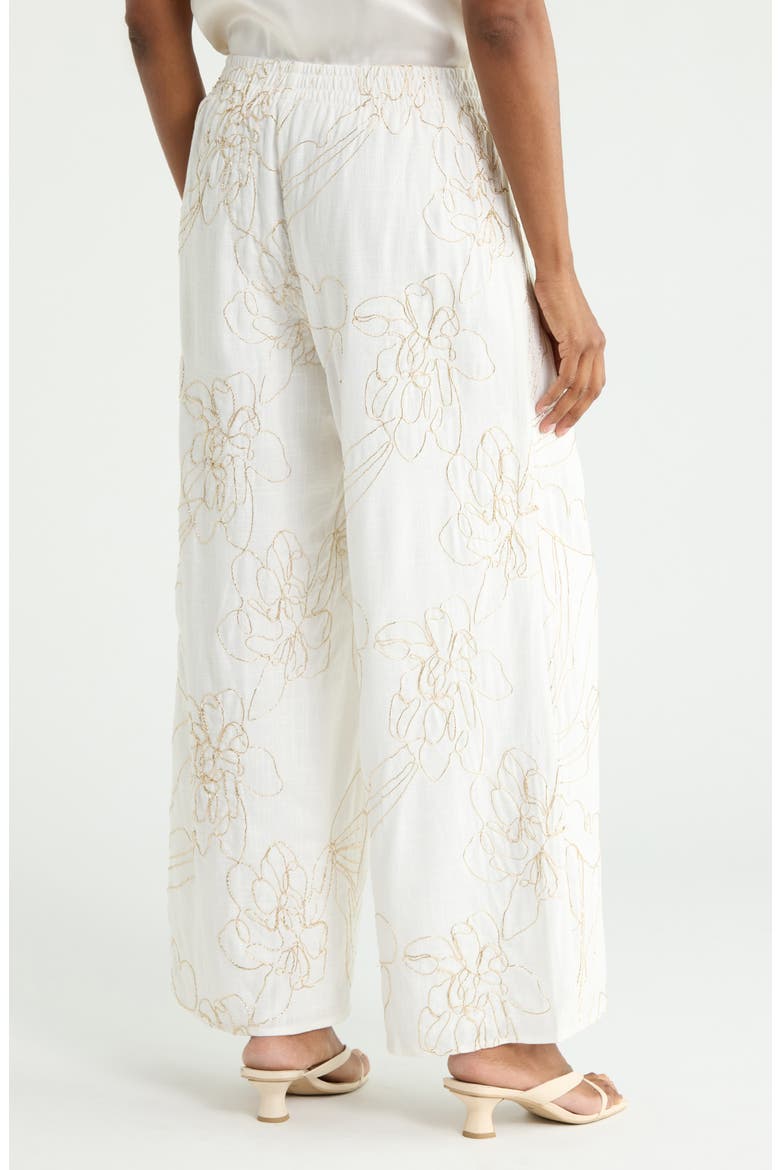 Metallic Embroidered Pants, Alternate, color, IVORY/ GOLD