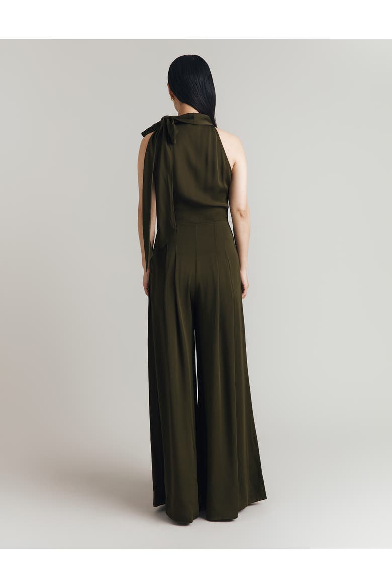Myla Crepe Halter Neck Jumpsuit, Alternate, color, Dark Green