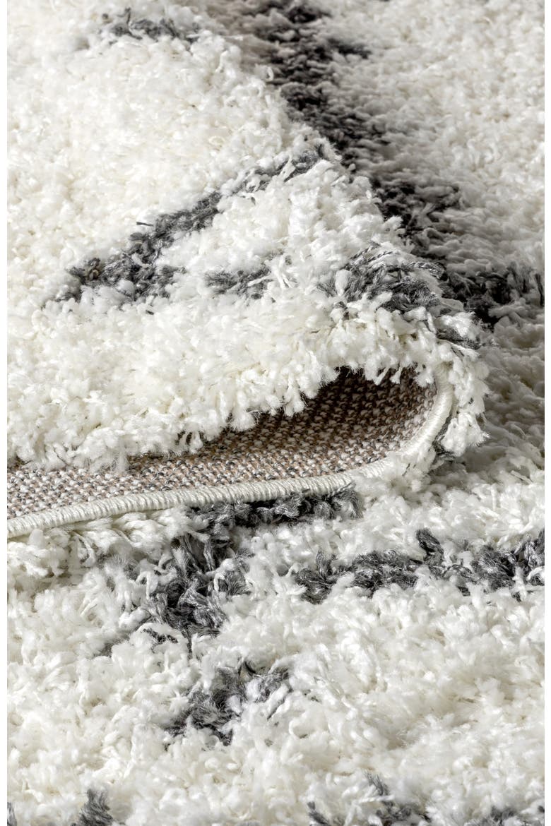 Mercer Shag Plush Tassel Moroccan  Geometric Trellis Area Rug, Alternate, color, Ivory/Gray