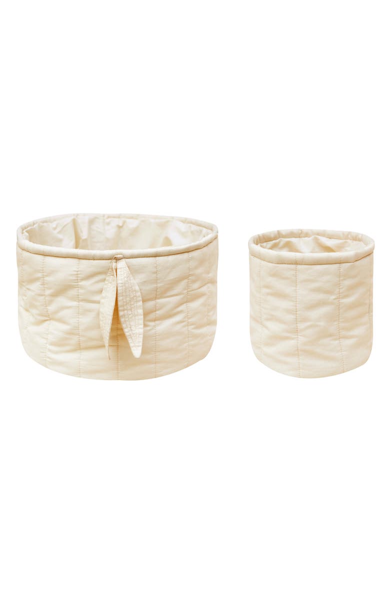 Lorena Canals Set of 2 Quilted Cotton Baskets, Main, color, Natural