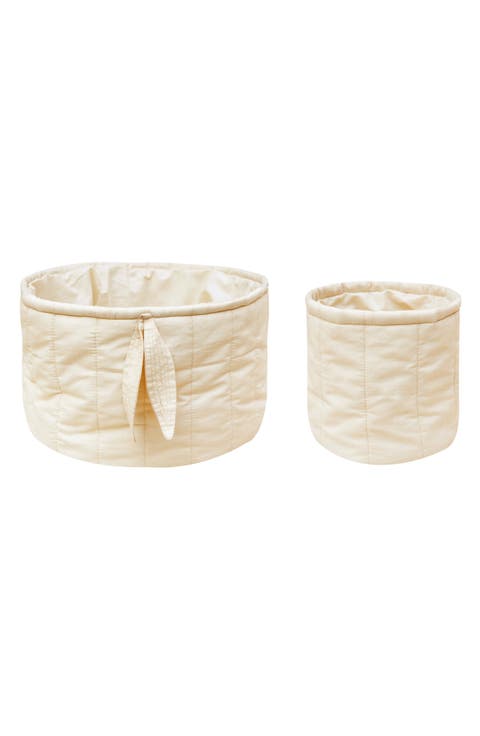 Set of 2 Quilted Cotton Baskets