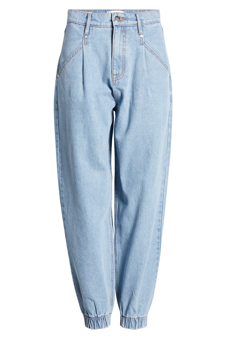 Pleated High Waist Balloon Jeans, Alternate, color, LIGHT WASH